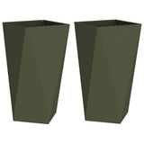 Vidaxl plantenbak 2 pcs olijf groen 40 x 40 x 75 cm staal