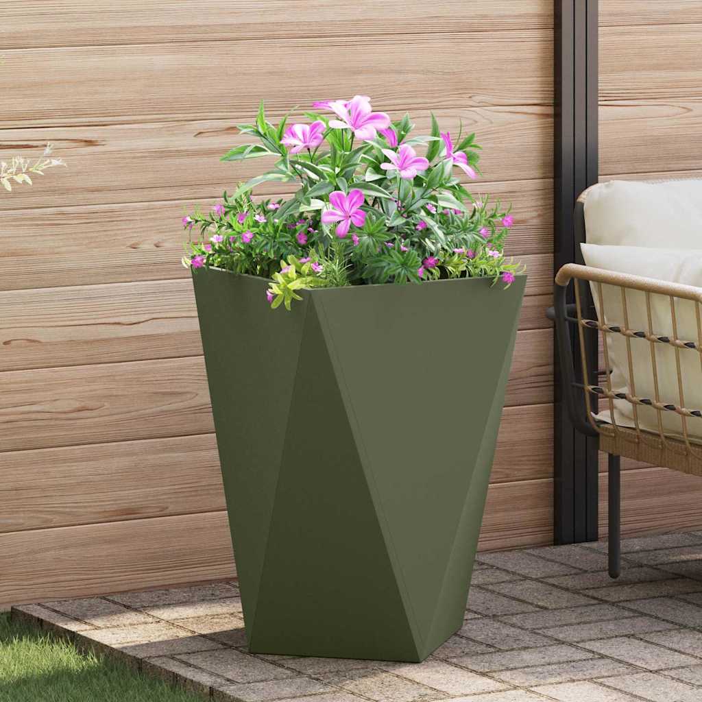 Vidaxl plantenbak olijf groen 50 x 50 x 75 cm staal