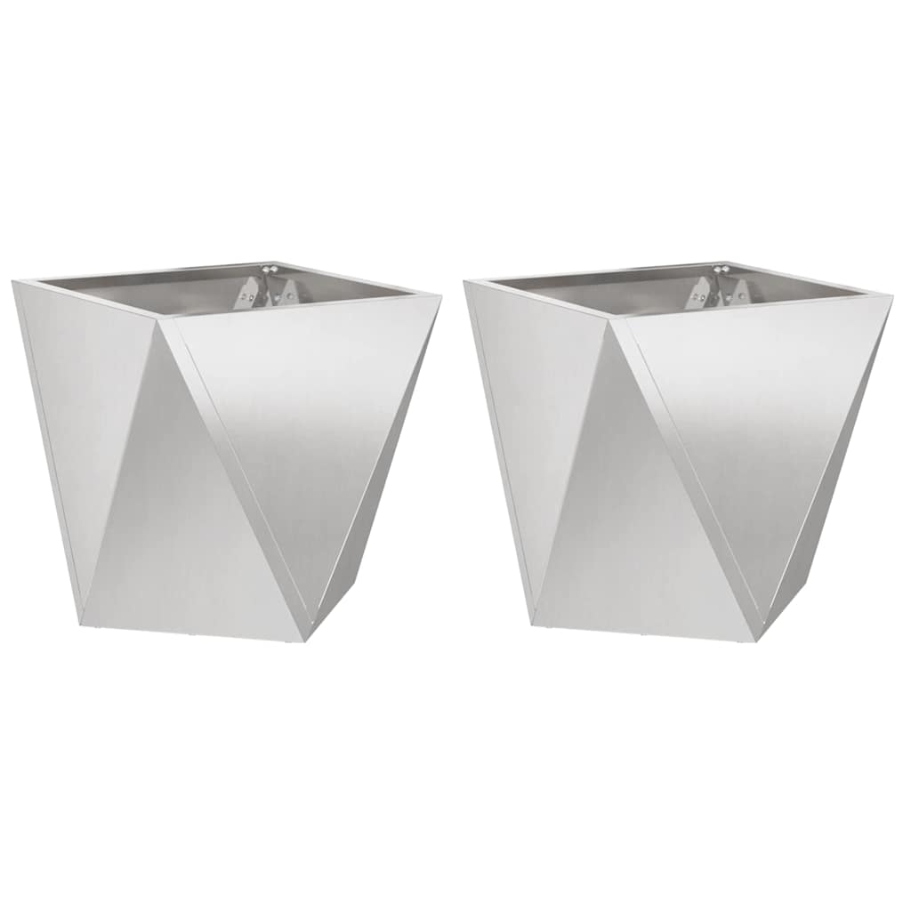 Vidaxl plantenbak 2 pcs zilver 40 x 40 x 40 cm roestvrij staal
