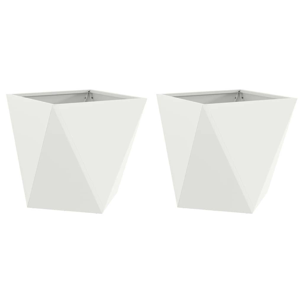 Vidaxl plantenbak 2 pcs wit 50 x 50 x 50 cm staal