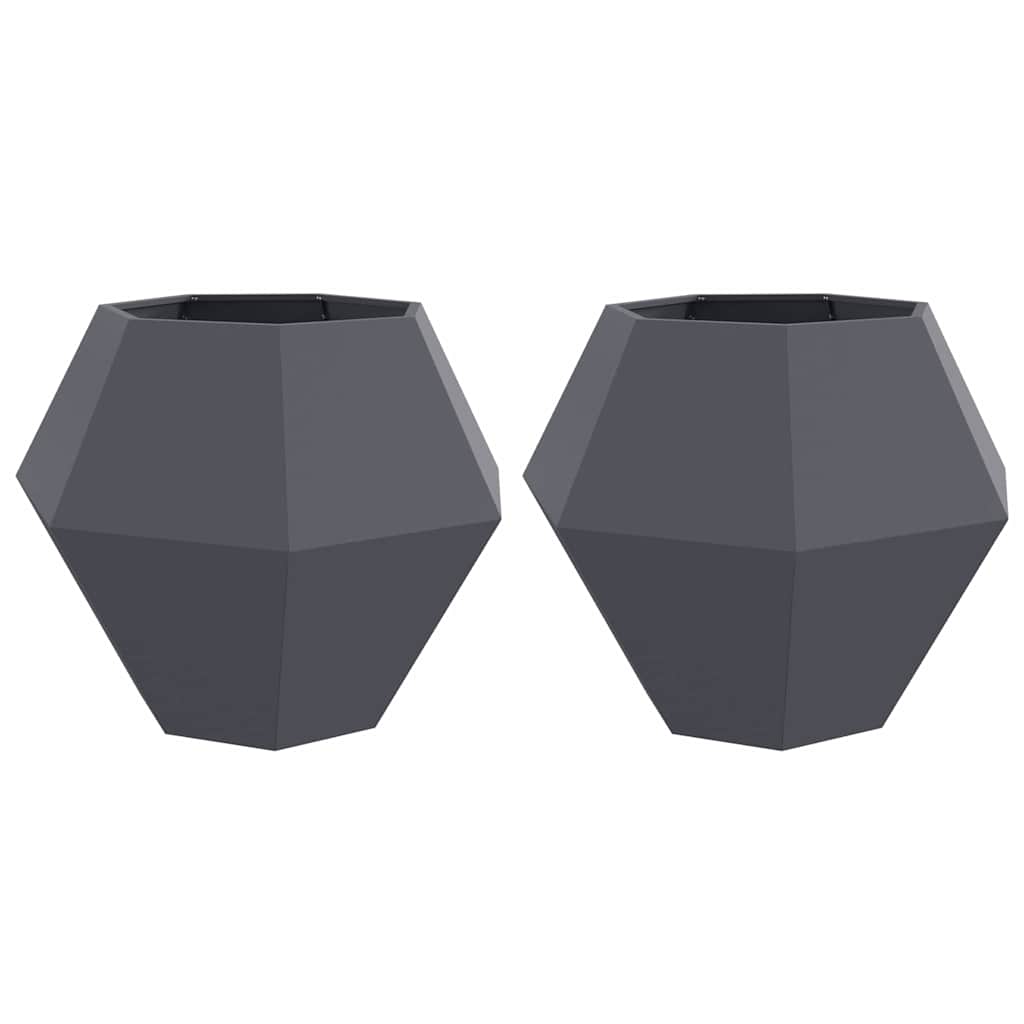 Vidaxl plantenbak 2 pcs antraciet 100 x 100 x 80 cm staal