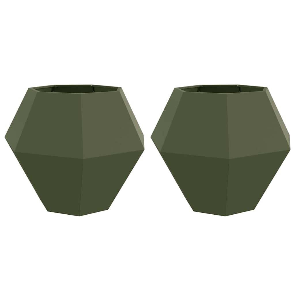 Vidaxl plantenbak 2 pcs olijf groen 100 x 100 x 80 cm staal