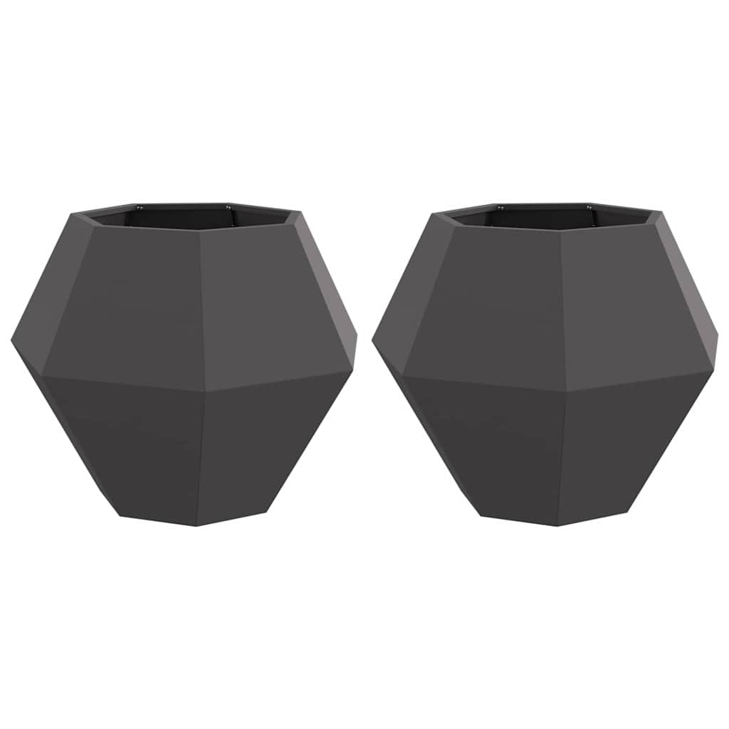 Vidaxl plantenbak 2 pcs zwart 75 x 75 x 60 cm staal