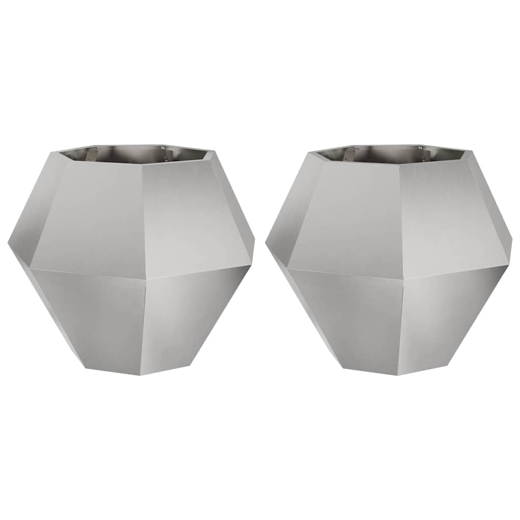 Vidaxl plantenbak 2 pcs zilver 75 x 75 x 60 cm roestvrij staal