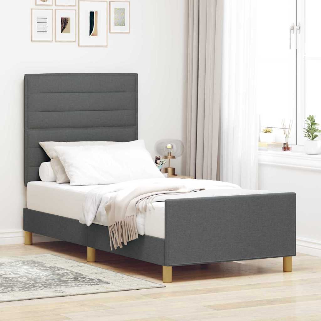 Vidaxl bedframe met hoofdeinde donkergrijs 80 x 200 cm stof