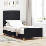 Vidaxl bedframe met hoofdeinde zwart 90 x 190 cm stof