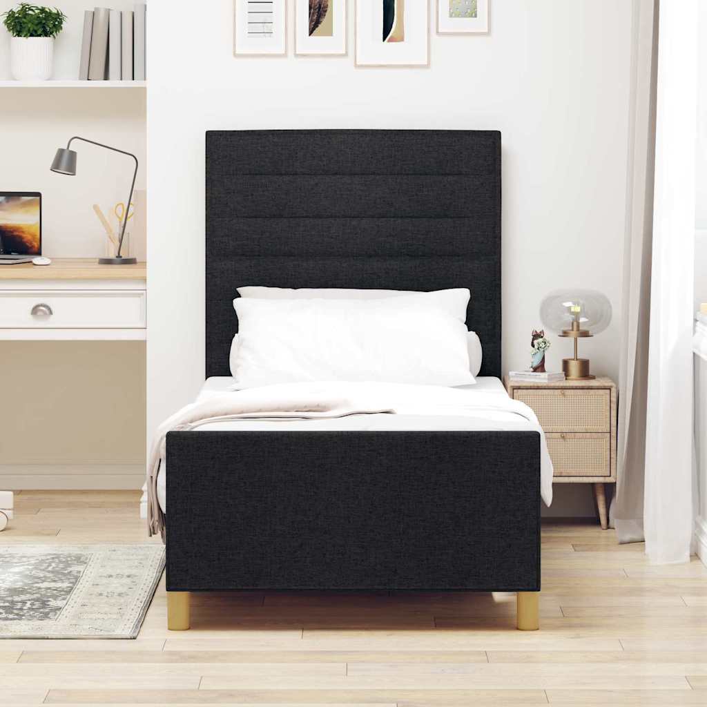 Vidaxl bedframe met hoofdeinde zwart 90 x 190 cm stof