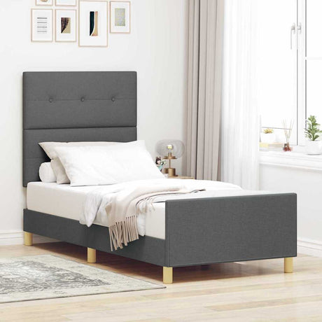 Vidaxl bedframe met hoofdeinde donkergrijs 80 x 200 cm stof