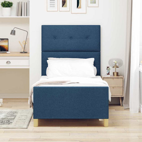 Vidaxl bedframe met hoofdeinde blauw 80 x 200 cm stof