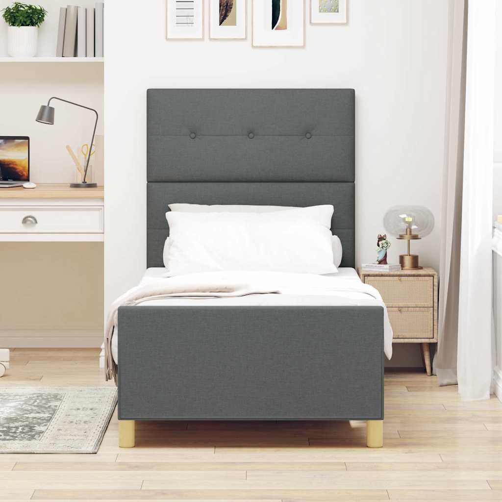 Vidaxl bedframe met hoofdeinde donkergrijs 90 x 190 cm stof