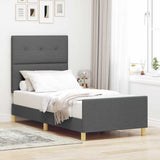 Vidaxl bedframe met hoofdeinde donkergrijs 90 x 200 cm stof