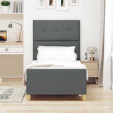 Vidaxl bedframe met hoofdeinde donkergrijs 90 x 200 cm stof