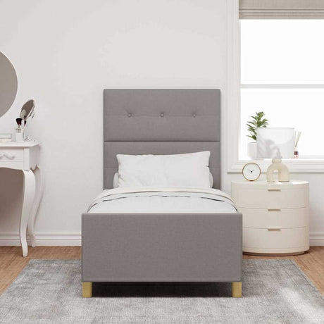 Vidaxl bedframe met hoofdeinde taupe 90 x 200 cm stof