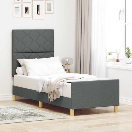 Vidaxl bedframe met hoofdeinde donkergrijs 80 x 200 cm stof