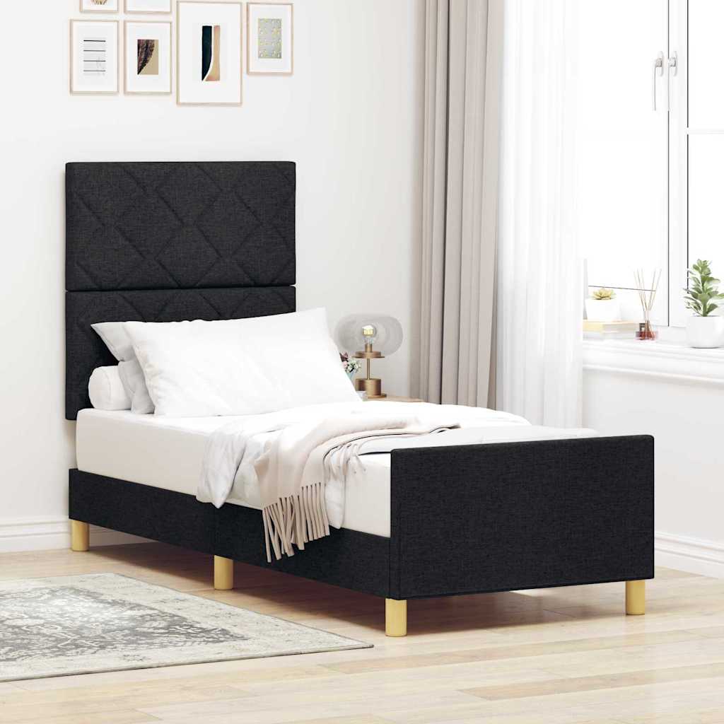 Vidaxl bedframe met hoofdeinde zwart 80 x 200 cm stof