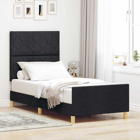 Vidaxl bedframe met hoofdeinde zwart 90 x 190 cm stof