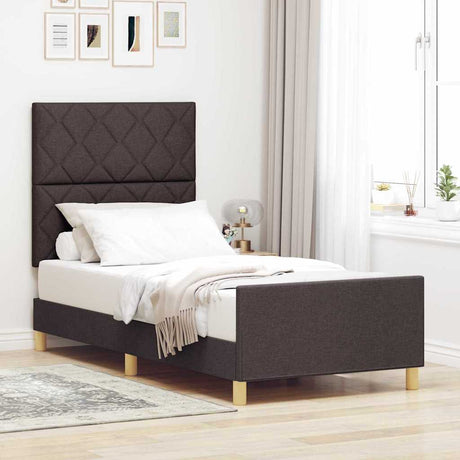 Vidaxl bedframe met hoofdeinde donkerbruin 90 x 200 cm stof