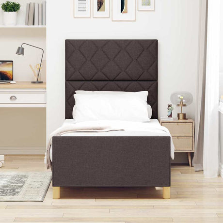 Vidaxl bedframe met hoofdeinde donkerbruin 90 x 200 cm stof
