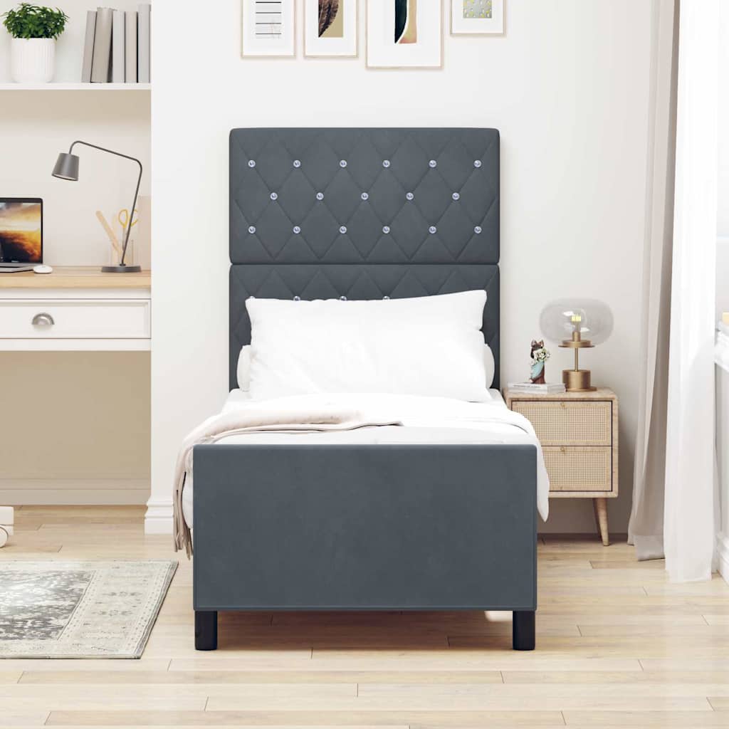 Vidaxl boxspringbed met hoofdeinde donkergrijs 80 x 200 cm fluweel