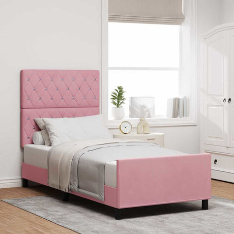 Vidaxl boxspringbed met hoofdeinde roze 90 x 200 cm fluweel