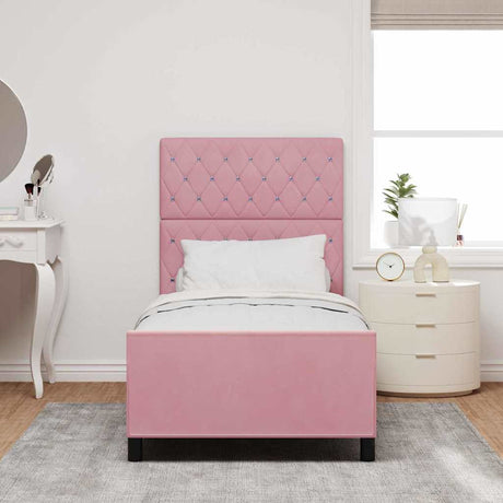 Vidaxl boxspringbed met hoofdeinde roze 90 x 200 cm fluweel
