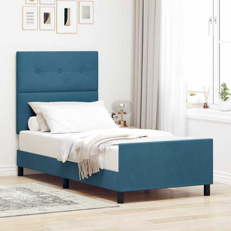 Vidaxl boxspringbed met hoofdeinde donkerblauw 80 x 200 cm fluweel