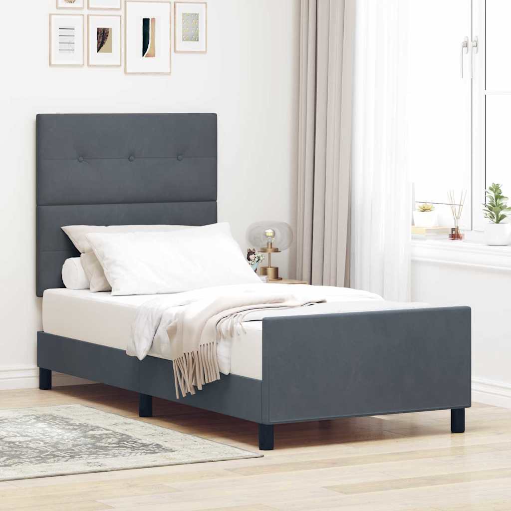 Vidaxl boxspringbed met hoofdeinde donkergrijs 90 x 190 cm fluweel