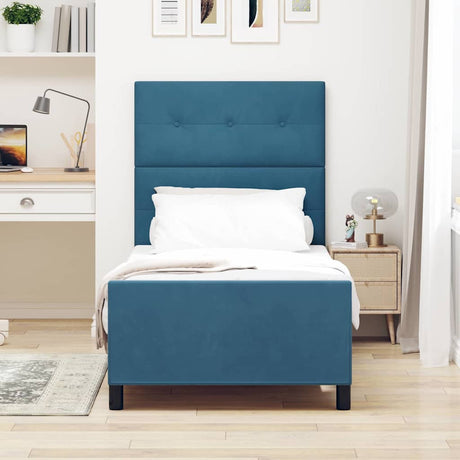 Vidaxl boxspringbed met hoofdeinde donkerblauw 90 x 190 cm fluweel