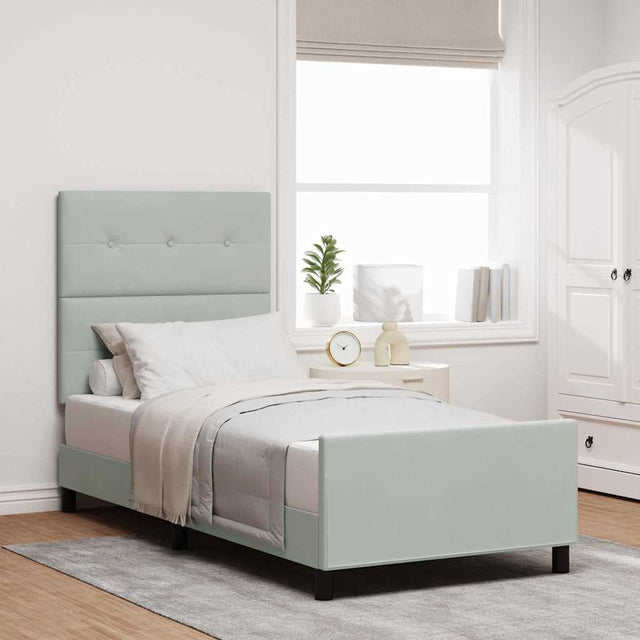 Vidaxl boxspringbed met hoofdeinde lichtgrijs 90 x 200 cm fluweel