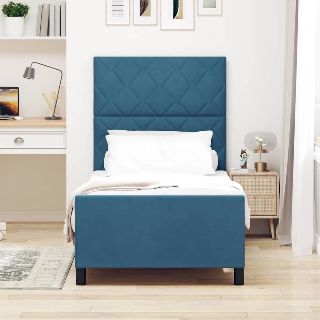 Vidaxl boxspringbed met hoofdeinde donkerblauw 90 x 190 cm fluweel