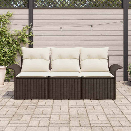 Vidaxl tuin sofa set 3 st bruin poly riet