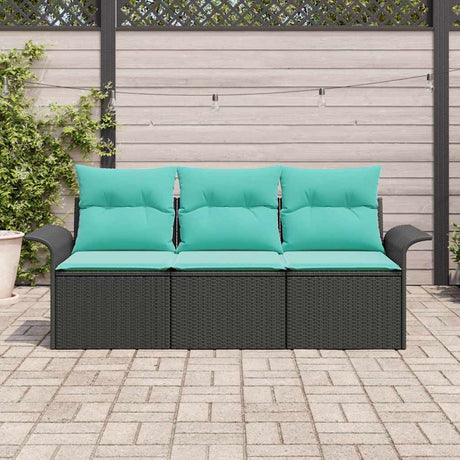 Vidaxl tuin sofa set 3 st zwart poly riet