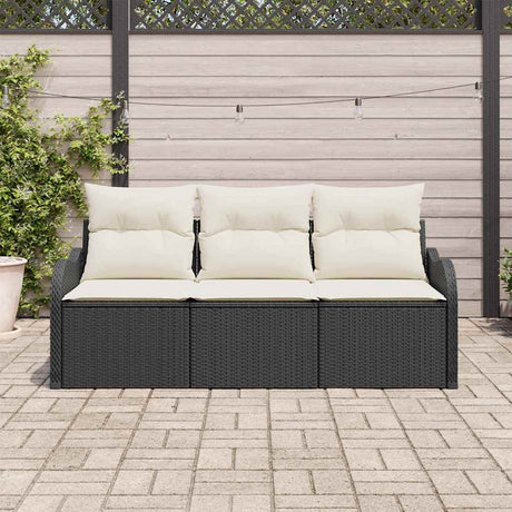 Vidaxl tuin sofa set 3 st zwart poly riet