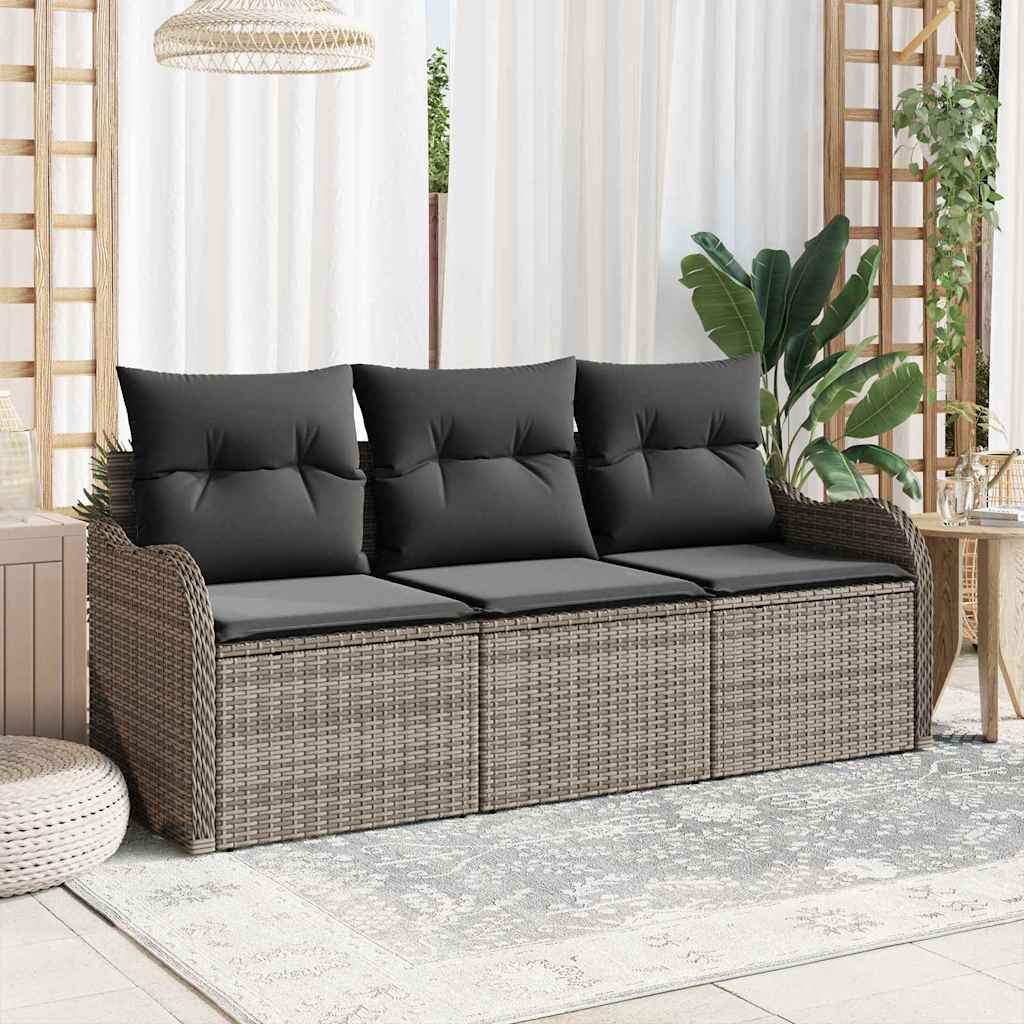 Vidaxl tuin sofa set 3 st grijs poly riet