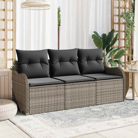 Vidaxl tuin sofa set 3 st grijs poly riet