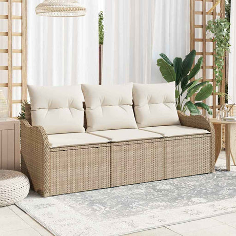 Vidaxl tuin sofa set 3 st beige poly riet
