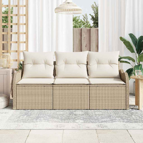 Vidaxl tuin sofa set 3 st beige poly riet