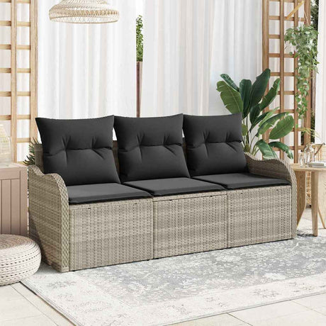Vidaxl tuin sofa set 3 st lichtgrijs poly riet