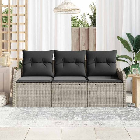 Vidaxl tuin sofa set 3 st lichtgrijs poly riet