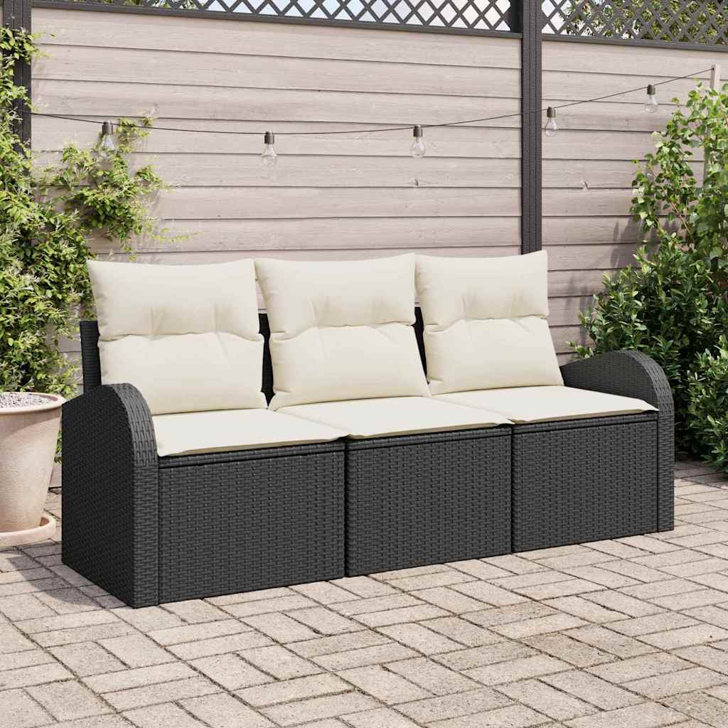 Vidaxl tuin sofa set 3 st zwart en wit poly riet