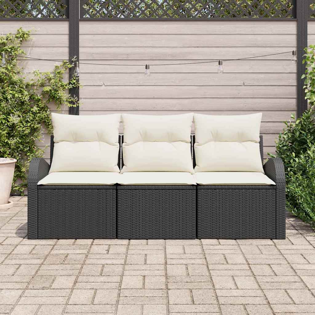 Vidaxl tuin sofa set 3 st zwart en wit poly riet
