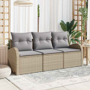 Vidaxl tuin sofa set 3 st beige en lichtgrijs poly riet