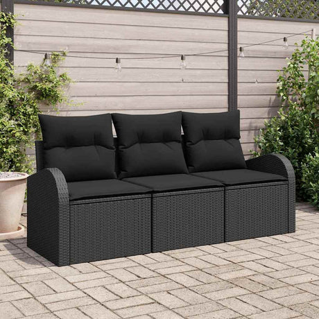 Vidaxl tuin sofa set 3 st zwart poly riet