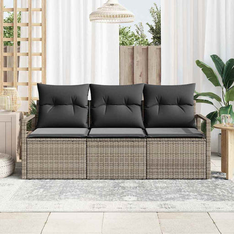 Vidaxl tuinbankenset 3 st grijs poly rattan