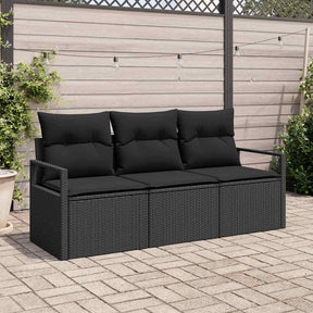 Vidaxl tuinbankenset 3 st zwart poly rattan