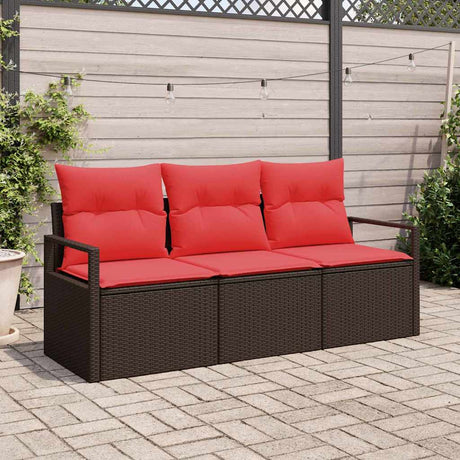 Vidaxl tuinbankenset 3 st bruin en rood poly rattan