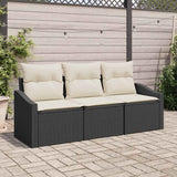 Vidaxl tuinbankenset 3 st zwart en wit poly rattan