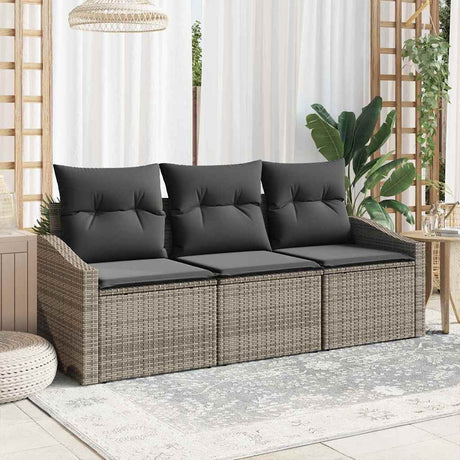 Vidaxl tuinbankenset 3 st grijs poly rattan