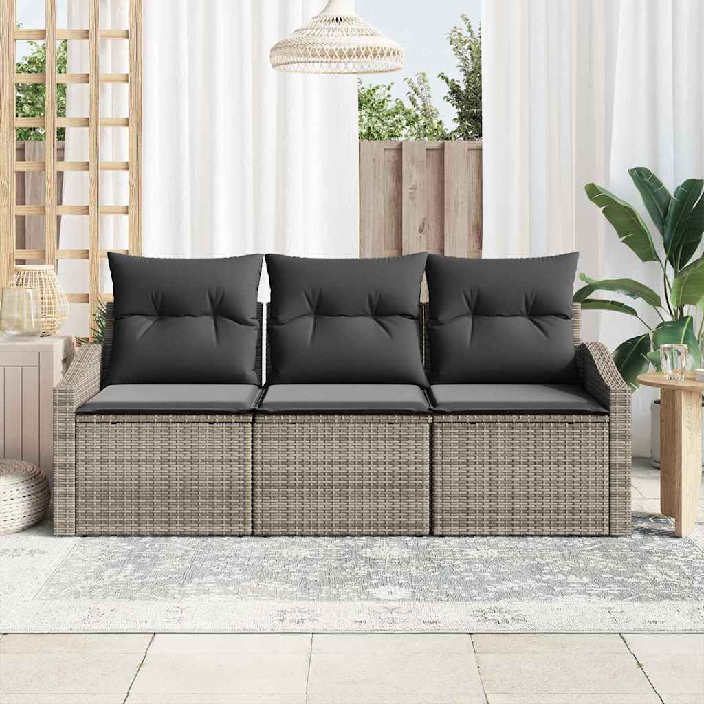 Vidaxl tuinbankenset 3 st grijs poly rattan