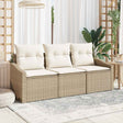 Vidaxl tuinbankenset 3 st beige en wit poly rattan